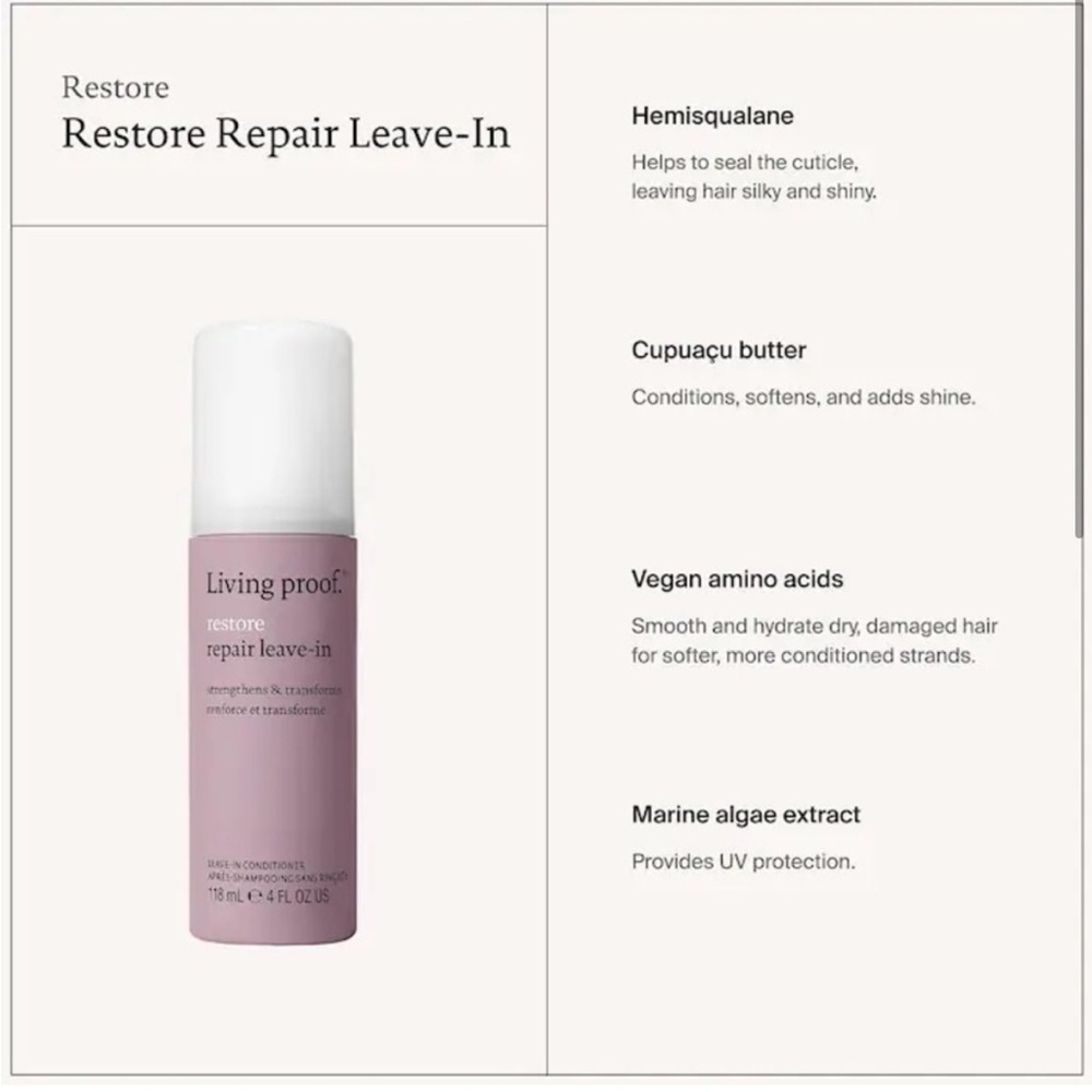Living Proof- Restore Repair Leave-In
Conditioner - Picture 2 of 4